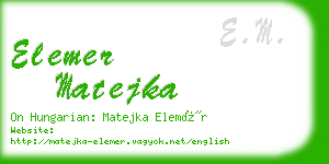 elemer matejka business card